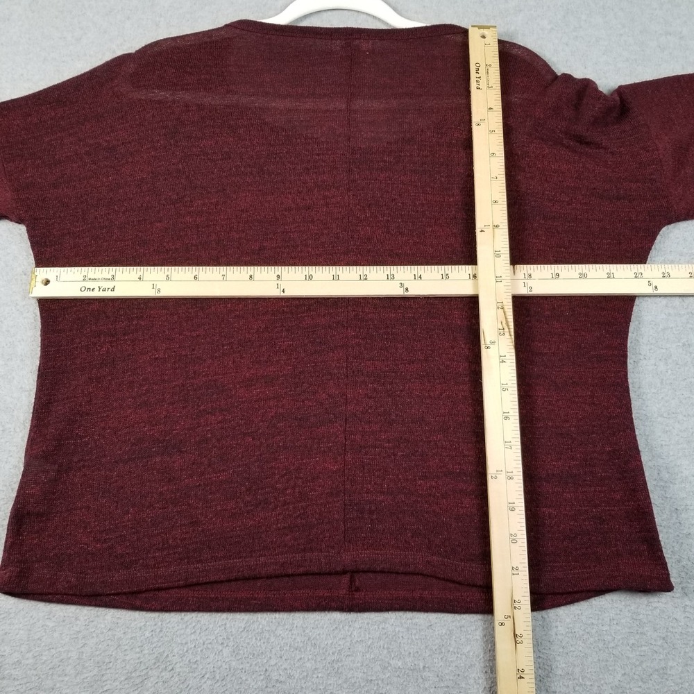 Old Navy Sweater Women's Medium M Burgundy Sheer Knit Pullover Scoop Long Sleeve - Picture 8 of 9